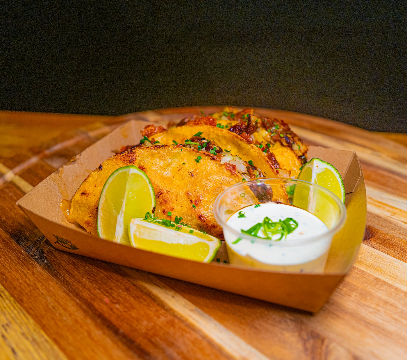 Tacos in der Box mit Limette und Dip